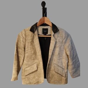 Smythe 100% Linen And Leather Blazer Suit Jacket Fits Smaller 0-4